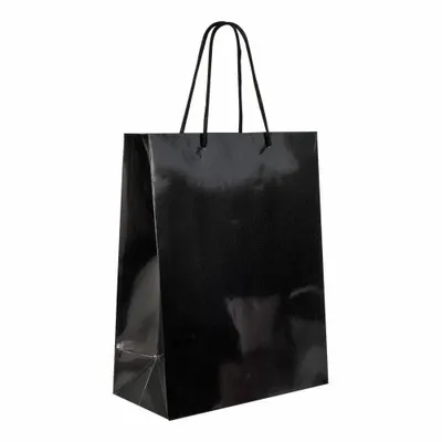 Gifts - Glossy black paper bags 26.4 x 12.5 x H 32.7cm, 190g (x10) - LAVAL 1878