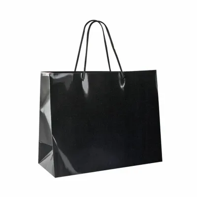 Cadeaux - Sacs papier brillant noir 32,7 x 13,6 x H 26,4cm, 190g (x10) - LAVAL 1878