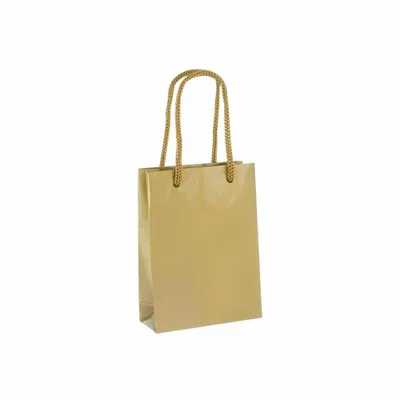 Gifts - Gold glitter paper bags 8.1 x 3.3 x H 10.8cm, 190g (x25) - LAVAL 1878