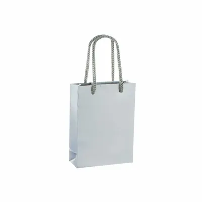 Gifts - Silver-colored glossy paper bags, 8.1 x 3.3 x H 10.8cm, 190g (x25) - LAVAL 1878
