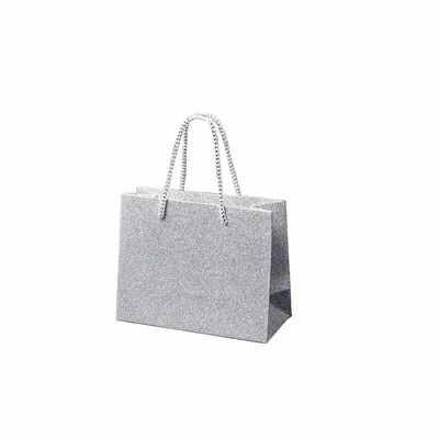 Cadeaux - Sacs papier à paillettes argent 14,6 x 6,4 x H 11,4cm, 210g (x12) - LAVAL 1878