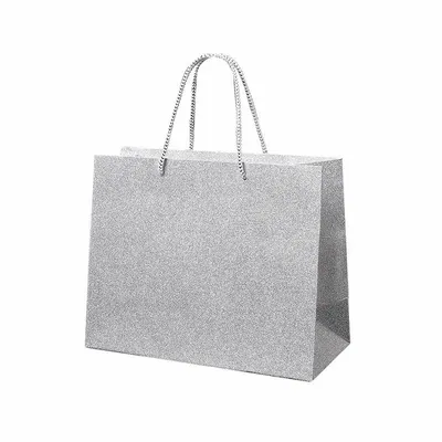 Gifts - Silver glitter paper bags, 22.7 x 10 x H 18cm, 210g (x12) - LAVAL 1878
