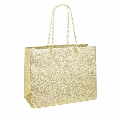Gifts - Gold glitter paper bags 32.7 x 13.6 x H 26.4cm, 210g (x12) - LAVAL 1878
