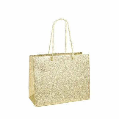 Gifts - Gold glitter paper bags 22.7 x 10 x H 18cm, 210g (x12) - LAVAL 1878