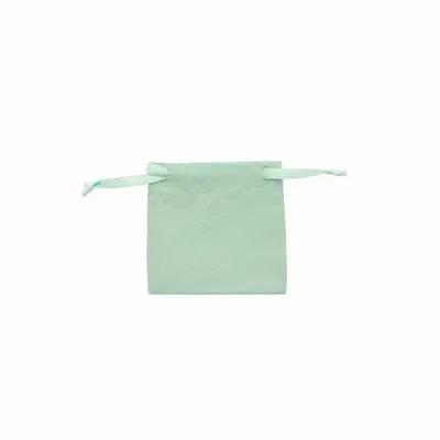 Gifts - 100% cotton purses with sage green satin ribbons, 7 x 7cm (x5) - LAVAL 1878
