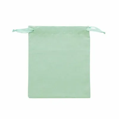 Cadeaux - Bourses 100% coton avec rubans satin vert sauge 12 x 14cm (x5) - LAVAL 1878