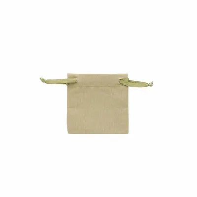 Cadeaux - Bourses 100% coton avec rubans satin kaki clair 7 x 7cm (x5) - LAVAL 1878