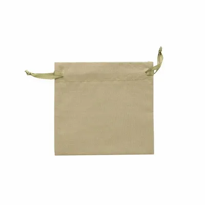 Cadeaux - Bourses 100% coton avec rubans satin kaki clair 11 x 10cm (x5) - LAVAL 1878