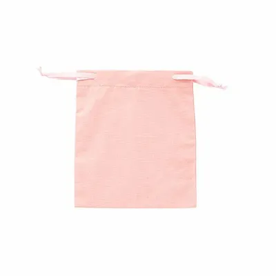 Gifts - Cotton pouches with old rose satin ribbon, 12 x 14cm (x5) - LAVAL 1878