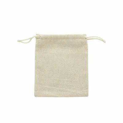 Gifts - 100% linen drawstring bags with beige cotton cords, 12 x 14cm (x5) - LAVAL 1878