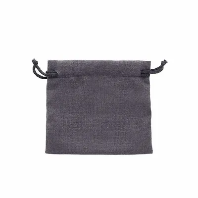 Cadeaux - Bourses lin avec cordelettes coton gris anthracite 11 x 10cm (x5) - LAVAL 1878