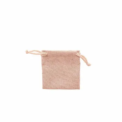 Cadeaux - Bourses lin vieux rose avec cordelettes coton rose clair 7 x 7cm (x5) - LAVAL 1878
