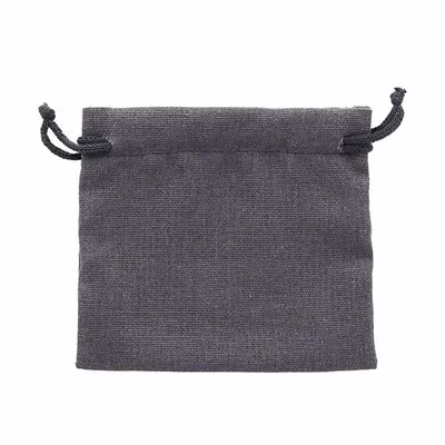 Cadeaux - Bourses lin avec cordelettes coton gris anthracite 12 x 14cm (x5) - LAVAL 1878