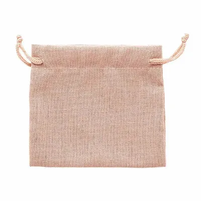 Gifts - Linen pouches in old rose with light pink cotton drawstrings, 12 x 14cm (x5) - LAVAL 1878