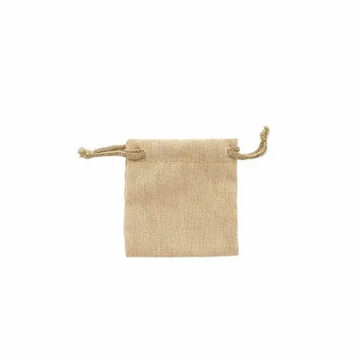 Cadeaux - Bourses lin avec cordelettes coton kaki clair 7 x 7cm (x5) - LAVAL 1878