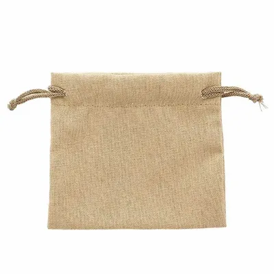 Gifts - Linen drawstring bags with light khaki cotton cords, 11 x 10cm (x5) - LAVAL 1878