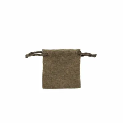 Cadeaux - Bourses lin avec cordelettes coton kaki foncé 7 x 7cm (x5) - LAVAL 1878