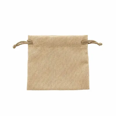 Gifts - Linen drawstring bags with light khaki cotton cords, 12 x 14cm (x5) - LAVAL 1878