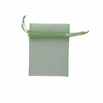 Gifts - Sage green synthetic organdy voile purses, 9 x 9cm (x10) - LAVAL 1878