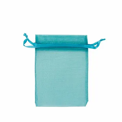Gifts - Duck blue synthetic organdy voile purses, 12 x 13cm (x10) - LAVAL 1878