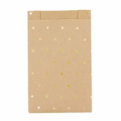 Gifts - Recycled kraft gift bags with metallic gold polka dots/triangles, 70g - LAVAL 1878