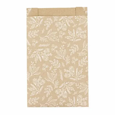 Gifts - Recycled kraft gift bags printed with white flowers - LAVAL 1878