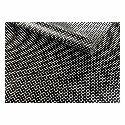 Cadeaux - Papier cadeau réversible, fond noir, rayures/pois argentés, 0,70 x 25m - LAVAL 1878