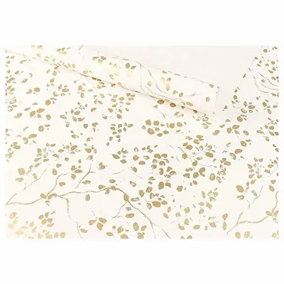 Gifts - Gift wrap, white background, gold foliage, 0.70 x 25m, 80g - LAVAL 1878