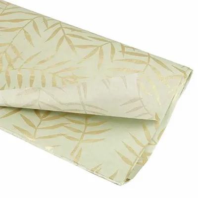 Gifts - Tissue paper with a green background and gold leaves (x25) - LAVAL 1878