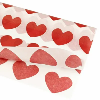 Gifts - Tissue paper, white background, red hearts (x25) - LAVAL 1878