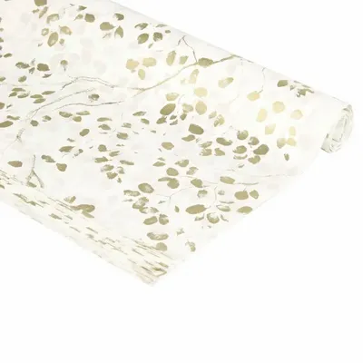 Gifts - Tissue paper, white background, gold foliage (x25) - LAVAL 1878