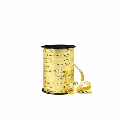 Cadeaux - Bolduc doré mat imprimé Plaisir d'offrir noir - 225m - LAVAL 1878