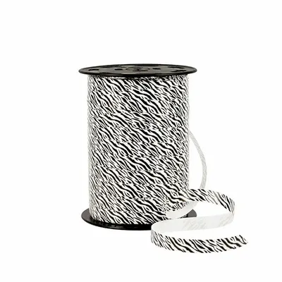 Cadeaux - Bolduc blanc motif zèbre blanc et noir - 225m - LAVAL 1878