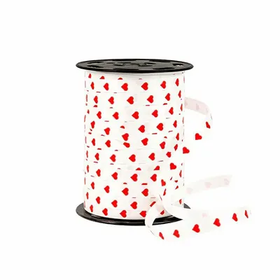 Gifts - White ribbon with red heart patterns - 225m - LAVAL 1878
