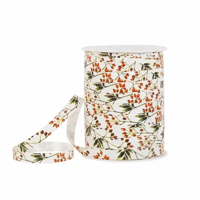 Cadeaux - Bolduc blanc imprimé baie de feuille - 250m - LAVAL 1878