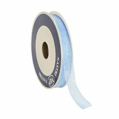 Gifts - Sky blue shiny synthetic organza ribbon - 50m - LAVAL 1878
