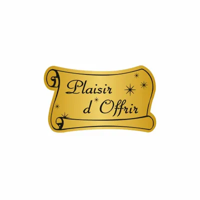 Cadeaux - Etiquettes adhésives dorées Plaisir d'Offrir, écriture noire (x1000) - LAVAL 1878