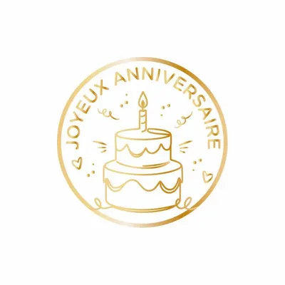 Gifts - Round adhesive gift tags Happy Birthday cake - LAVAL 1878