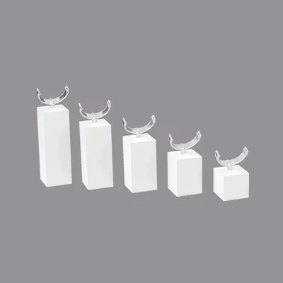 Gifts - Set of 5 matt white plexi ring studs, H 2 - 3 - 4 - 5 - 6cm - LAVAL 1878