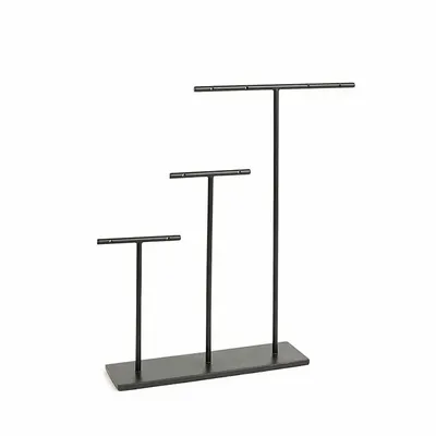 Cadeaux - Présentoir 4 paires de boucles d'oreilles métal noir mat H 21cm - LAVAL 1878