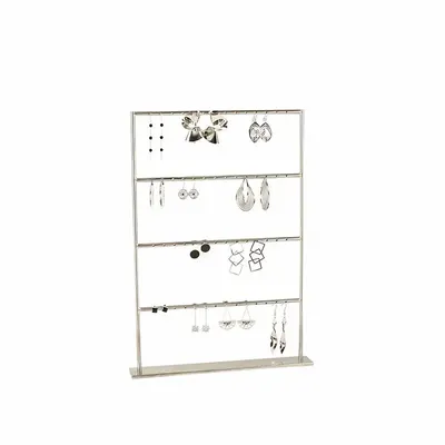 Cadeaux - Présentoir 28 paires boucles d'oreilles métal brossé argent H 30,5cm - LAVAL 1878
