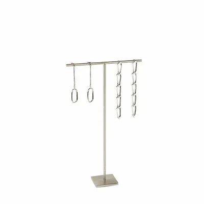 Cadeaux - Présentoir 2 paires de boucles d'oreilles métal brossé argent H 21cm - LAVAL 1878