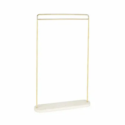 Gifts - Gold-tone metal chain/necklace display stand, white marble base, H 50.5cm - LAVAL 1878