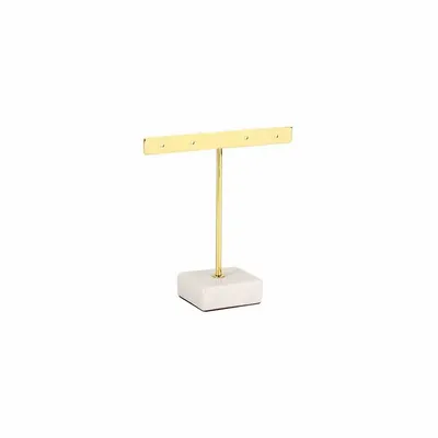 Gifts - Flat display stand for 2 pairs of earrings, gold-tone metal/marble - LAVAL 1878