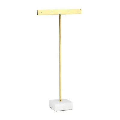 Gifts - Flat display stand for 2 pairs of earrings, gold-tone metal/marble - LAVAL 1878