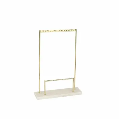 Gifts - Gold-tone metal/marble necklace/earring display stand - 14 hooks - LAVAL 1878