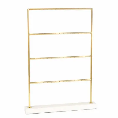 Gifts - Gold metal/marble tiered display stand for 28 pairs of earrings. - LAVAL 1878