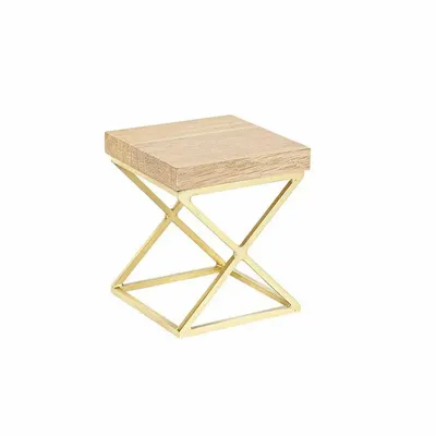 Gifts - Display stand with oak top/matte gold metal base, 10 x 10 x H 12cm - LAVAL 1878