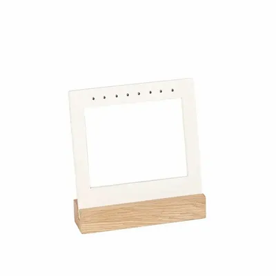 Cadeaux - Présentoir 4 paires de boucles d'oreilles MDF blanc/support bois chêne - LAVAL 1878