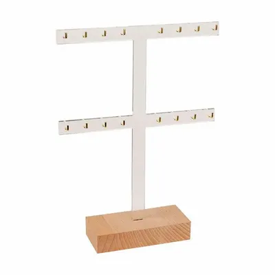 Cadeaux - Présentoir 16 paires de boucles d'oreilles hêtre/plexi transparent - LAVAL 1878